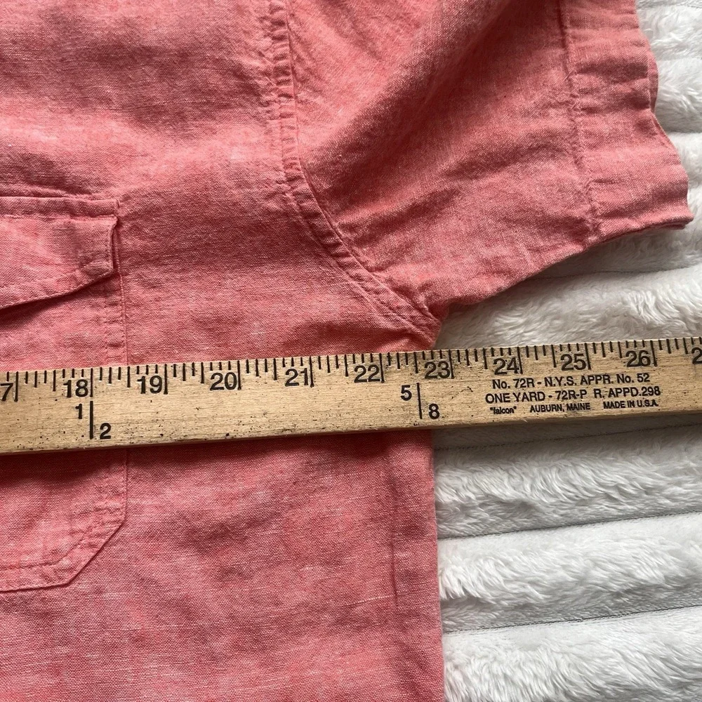 Banana Republic button up Men's XL Pink Coral Cotton Linen Short Sleeve shirt